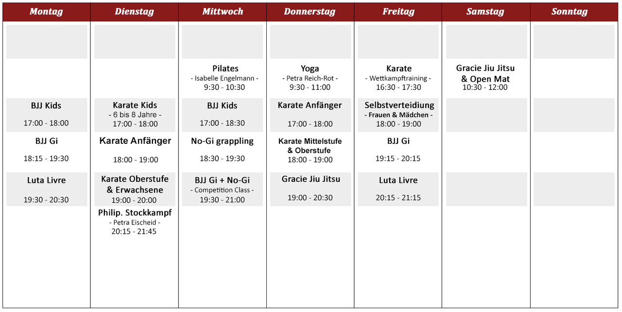 Trainingszeiten Karate & BJJ Radolfzell 